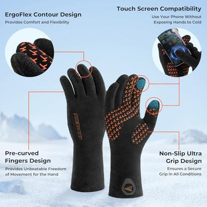 KastKing HydroSense Waterproof Fishing Gloves, 100% Waterproof and Breathable Cold Weather Fishing Gloves, Ideal for Ice Fishing, Winter Fishing & Outdoor Winter Sports, Fishing Gloves Men Women