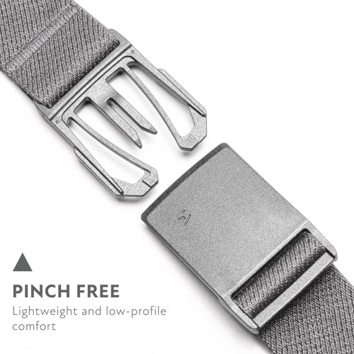 Arcade Belts Mens Explore Belt, Stretch Webbing for Max Comfort & Custom Fit, Metal-Free Buckle, Machine Washable Travel Belt - color: Charcoal