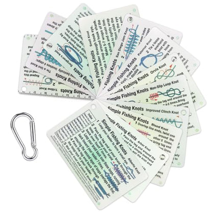 12 Ways to Tie Fishing Hook Card – Essential Fishing Knots for Hooks & Tackle – Waterproof Pocket Guide with Step-by-Step Instructions
