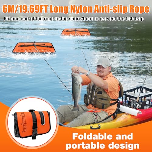Loyala Floating Fishing Basket, 5Gallons/13 Gallons 2 Pcs Collapsible Fishing Net Cage with 20Ft Anti Slip Rope for Caughting Fish Beach Fishing Stream Fishing Rock Fishing Fly Fishing - color: Black