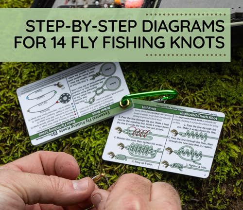 ReferenceReady Fly Fishing Knot Cards: Waterproof Pocket Guide to 14 Knots | Waterproof guide to essential flyfishing & creek fishing knots. Practical, unique gift & stocking stuffer for fishermen.