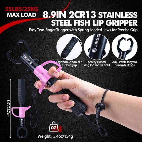 Goture Fishing Tool Kit,Fishing Pliers,Fillet Knife with Sheath,Fish Lip Gripper,Fish Hook Remover,Lanyard,Line Scissors,Sharpener,Stainless Steel Soap,Saltwater Gear Kit,Red/Pink,Gifts for Men/Women - color: B2:6pcs Pink Fishing Tool Kit