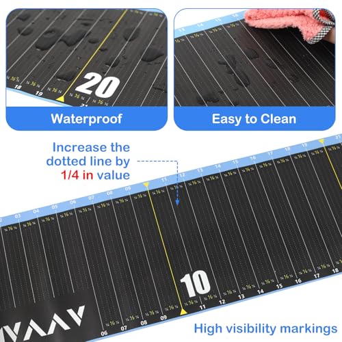 53in Fish Ruler, 1/4 Inch Increments Fish Measuring Tape, Waterproof Fishing Ruler with Bump Board, Portable Fishing Measurement Tool for Boat, Kayak, Coolers, Yacht and Workbench