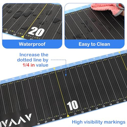 53in Fish Ruler, 1/4 Inch Increments Fish Measuring Tape, Waterproof Fishing Ruler with Bump Board, Portable Fishing Measurement Tool for Boat, Kayak, Coolers, Yacht and Workbench
