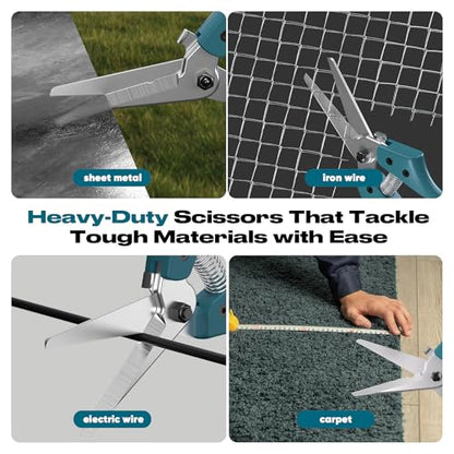 GARTOL 8" Scissors All Purpose Heavy Duty, Ultra sharp Tin Snips with Cable Notch, Finely Serrated Angled-Blades - Industrial Scissors for Carpet, Cardboard, Sheet Metal, Leather, Insulation, Wires - style: HC017