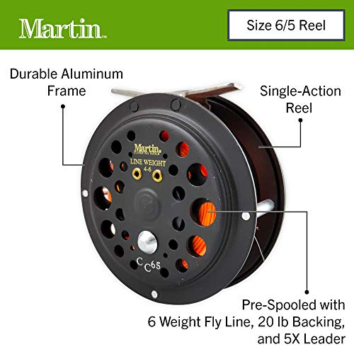 Martin Caddis Creek Fly Fishing Reel, Reinforced Aluminum Spool with Push Button Release