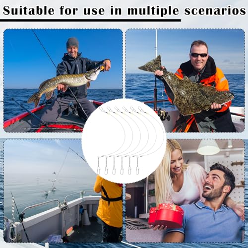 Threlaco 6 Pcs Trolling Bumper for Trolling Flashers Dodgers Fishing Leader Saltwater Leader Line Bottom Rigs Clear Nylon Surf Fishing Steel Tackle Rigs with Swivel Snaps Beads - size: 24 Inch