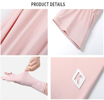 FGSS Summer Sunblock Gloves UV Protection Non-Slip Touchscreen Driving Gloves for Women Cyling Riding Outdoor - color: K Black