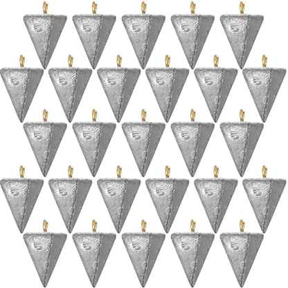 Zhanmai 27 Pieces Pyramid Fishing Weights Sinkers Triangle Rig Pyramid Sinkers for Ocean Saltwater Surf Bass Catfish Fishing Weights Casting Gear Tackle Essential - size: 5oz