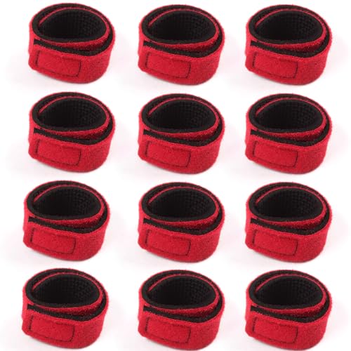 6PCS/12PCS Elastic Fishing Rod Straps Durable Portable Fits for Sea Pole Hand Pole Throwing Pole, Universal Fishing Pole Wrap Band Adjustable Fishing Rod Holder Belts - color: Red(12PCS)