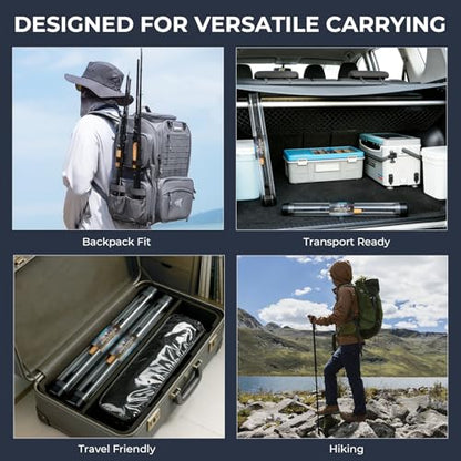 KastKing Spartacus Passage Travel Fishing Rods, Portable 4-Piece Spinning & Casting Rods, Extra Twin-Tip, IM7 Graphite Blanks, Stainless Steel Guides with Zirconium Oxide Rings, EVA Handle - size: 8'6"-H-Fast(4 Pcs+ Extra Tip), style: Spinning