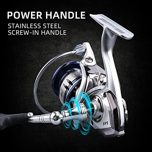 Saltwater Spinning Reel,13+1BB Ultra Smooth Saltwater Fishing Reels,Powerful Carbon Drag,CNC Aluminum Spool & Handle - color: silver&blue, size: 2000