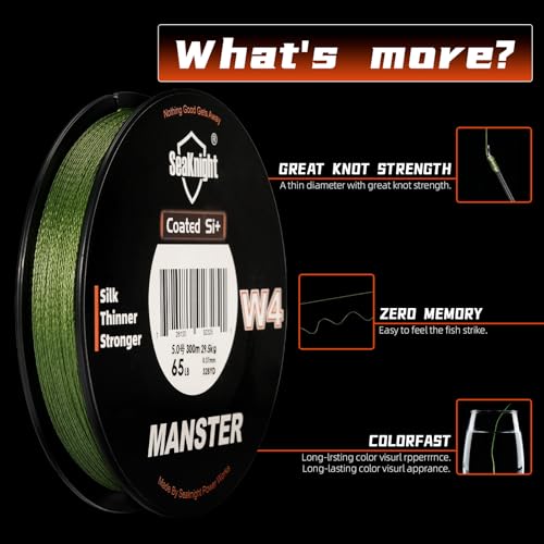 Seaknight W4 4 Strands Braided Lines 300M/500M Super Smooth PE Multifilament Line Carp Fishing Lines Double Coating UV-Proof Saltwater-Proof Fishing Line for Saltwater Sea Fishing 15-100LB - color: Gray, size: 0.6#: 15LB (0.12mm)-328Yds