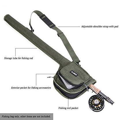 Lixada Fly Fishing Rod Case,Portable Fishing Tackle Bag,Canvas Fishing Pole Storage Bag Fly Rods Reels Durable Carry Case - color: Fly Fishing Bag Only