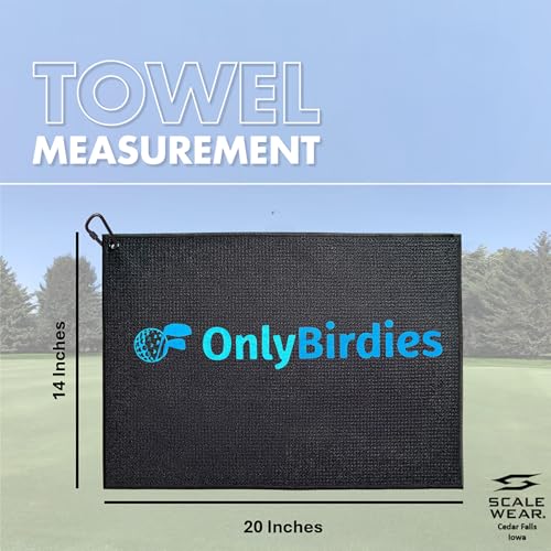 OnlyGolf Funny Microfiber Golf Towel – Large 14" x 20" Clip for Golf Bags Clubs Balls Perfect Golf Gag Gift Enthusiasts Waffle Men Premium Carabiner (Black OnlyBirdies) - color: Black Onlybirdies