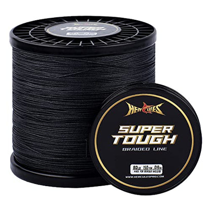 HERCULES Super Tough Braided Fishing Line 4 Strands / 8 Strands, 4lb - 160lb Braid Lines, 150/300/500/1000 Yards for Saltwater - color: Black, size: 8LB (1000 Yards) - 4 Strands