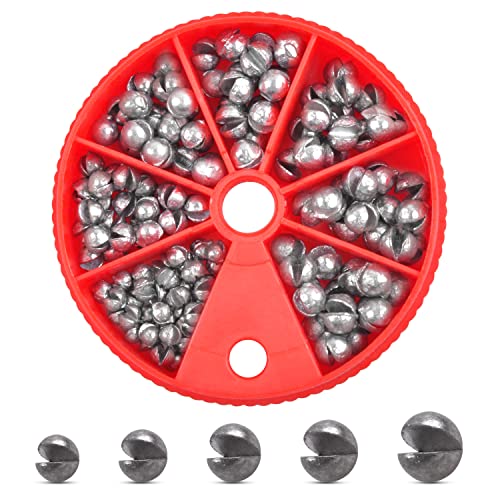 Split Shot Fishing Weights Sinkers 215PCS Fishing Weights and Sinkers Assortment Round Removable Fishing Sinkers Lead Weights Fishing - style: 215pcs - Red Box