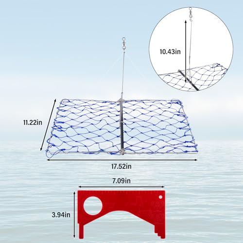 Dr.Fish Foldable Crab Trap with Gauge and Bait Clip, Castable Crab Crawfish Trap Snare Crabbing Net for Crayfish Lobster Minnow - color: 2 Crab Traps with Gauge
