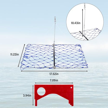 Dr.Fish Foldable Crab Trap with Gauge and Bait Clip, Castable Crab Crawfish Trap Snare Crabbing Net for Crayfish Lobster Minnow - color: 2 Crab Traps with Gauge