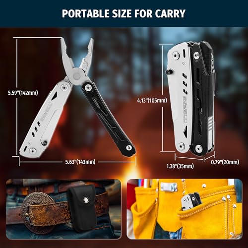 12-in-1 Multitool Pliers with Safety Lock, Fire Starter & Whistle, Stainless Steel Pocket Knife, Camping Multitool with Detachable Scissors for Outdoor Survival, EDC Gear - style: 12 IN 1