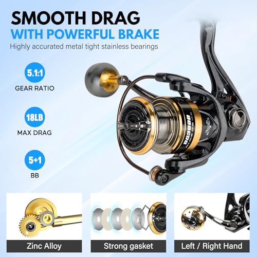 THKFISH Telescoping Fishing Rod and Reel Combo with Backpack, Carbon Fiber Travel Fishing Pole Spinning Reel Kit with Fishing Lures, Fishing Tools Kit for Men - color: Fishing reel & rod with fishing net, size: 39IN