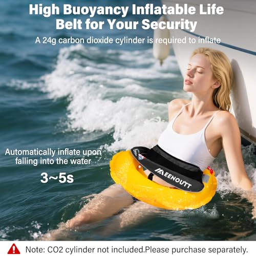 Automatic Inflatable Belt Pack Water Sports Jacket Waist Belt PFD for SUP Paddleboarding Fishing Boating Kayaking（fit 80-330 lbs） (Black) - color: Black