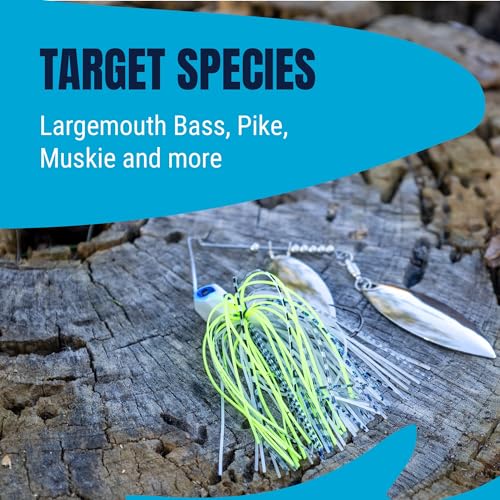 Reaction Tackle Tungsten Double Willow Spinnerbait, Compact Profile Bass Fishing Lure with Flash and Vibration for Largemouth and Smallmouth Bass (2-Pack) - color: Hot Tiger, size: 1/2 Oz