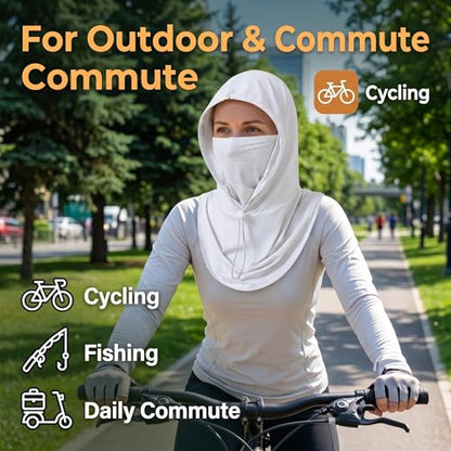 Cooling Balaclava Face Mask Sun UV Protection Hood Full Head Mask Face Cover with Breathable Holes for Cycling Fishing - color: White