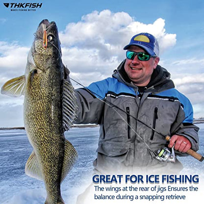 THKFISH Ice Fishing Jigs Ice Fishing Lures Ice Fishing Gear for Crappie, Panfish, Walleye, Bluegill Vertical Jigs Kit Ice Fishing Tackle 4PCS/8PCS 10g(0.35oz) 18g(0.63oz) - color: D style-7g(1/4oz)-4pcs