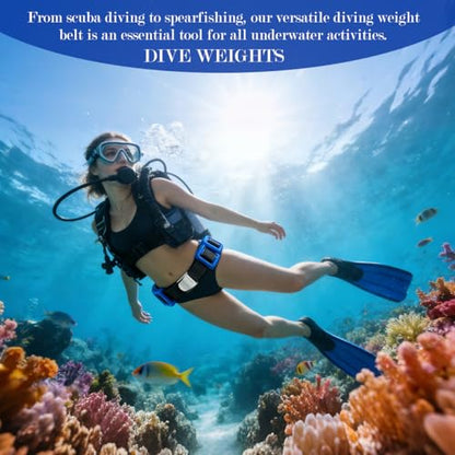 4 Pcs Scuba Weight Belt,Diving Weight Belt with Metal Block Buckle Coated Dive Weights Nylon Dive Belt Suitable for Free Diving - color: Blue, size: 1.1lb
