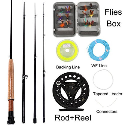 Sougayilang Saltwater Freshwater Fly Fishing Rod with Reel Combo Kit - color: B: Black Kits with Bag