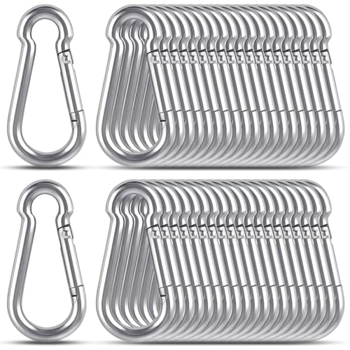 KATUMO 2 Inch Carabiner Clip, 304 Stainless Steel Spring Snap Hook, 207LBS Holding Capacity Quick Link Clip, Small Metal Clips for Key Chain Flag Dog Leash Camping Hiking Fishing Hanging - size: 40 PCS