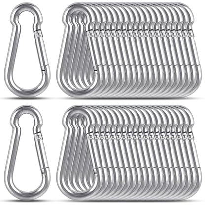 KATUMO 2 Inch Carabiner Clip, 304 Stainless Steel Spring Snap Hook, 207LBS Holding Capacity Quick Link Clip, Small Metal Clips for Key Chain Flag Dog Leash Camping Hiking Fishing Hanging - size: 40 PCS