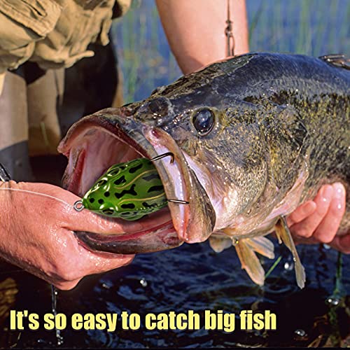 Topwater Frog Lure Bass Trout Fishing Lures Kit Set Realistic Prop Frog Soft Swimbait Floating Bait with Weedless Hooks for Freshwater Saltwater - color: 2-1