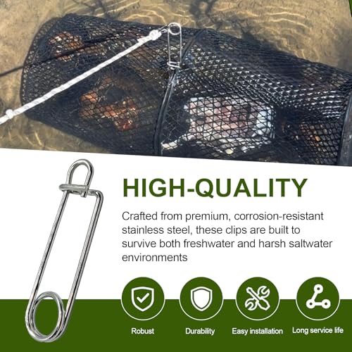 Minnow Trap Clips, Stainless Steel Live Bait Trap Lock Fasteners 4 Pack | High-Quality Stainless Steel