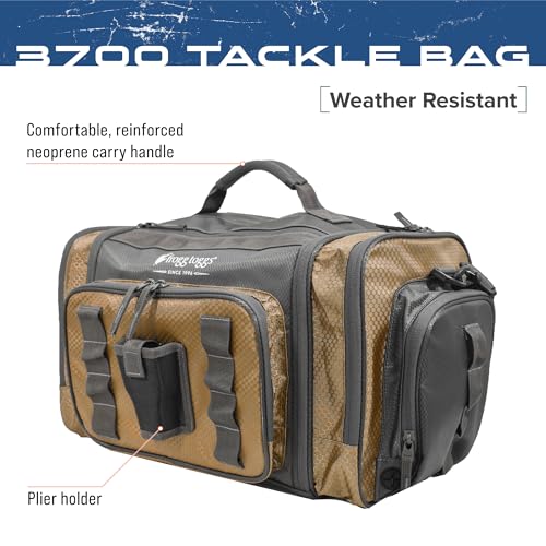 FROGG TOGGS Heavy Duty Fishing Tackle Duffle Bag, Includes Bait Trays - color: Solid Elements Brown, style: 3700