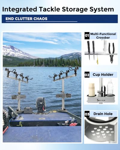 Spider Fishing Rod Holders for Boat, Aluminum Crappie Fishing Pole Mount, Adjustable Height & Angle, Boat Rod Rack for Spider Rigging - style: 2 Pack, Fishing Rod Holder
