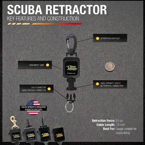 Gear Keeper Scuba Retractable Lanyard for Dive Console & Depth Gauge - Keeps Scuba Gear Secure & Accessible - Made in USA - size: Chest Mount (Mini), style: Hd Rotating Snap Clip