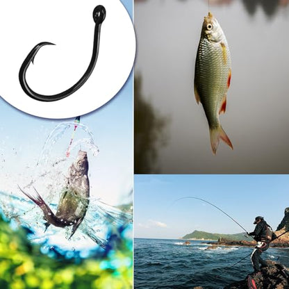 10PCS High-Carbon Steel Circle Hooks Barbed Fishing Hooks with Holes, Freshwater and Saltwater Fishing Hooks for Tuna, Catfish, Bass - size: 8/0