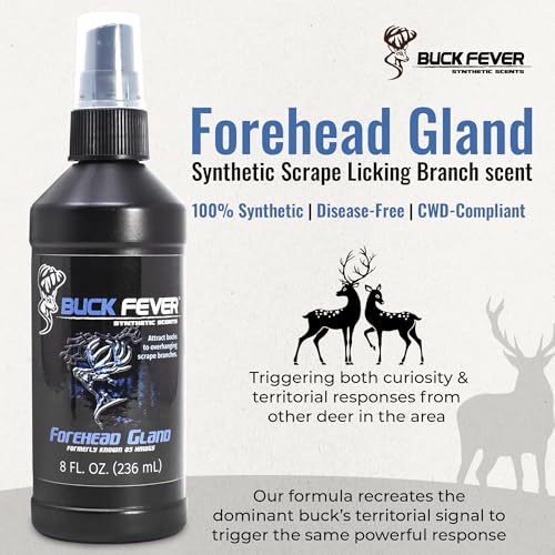 Buck Fever Forehead Gland – Syntheticly Formulated Buck Lure & Deer Attractant (not just Limited to Whitetail Deer) for Mock Scrapes, Licking Branches - Year-Round Hunting Scents - size: 8 oz