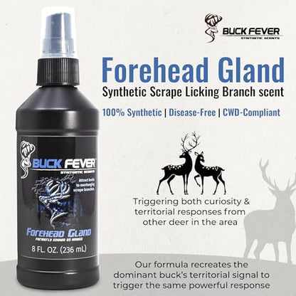Buck Fever Forehead Gland – Syntheticly Formulated Buck Lure & Deer Attractant (not just Limited to Whitetail Deer) for Mock Scrapes, Licking Branches - Year-Round Hunting Scents - size: 8 oz