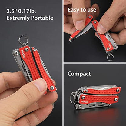 Nextool EDC Keychain Multitool, 10 in 1 Mini Pocket Knife Multi Tool with Needlenose Pliers, Scissors, Mini Useful Cool Gadgets for Men, Father's Day Gifts from Daughter-Red - color: Red