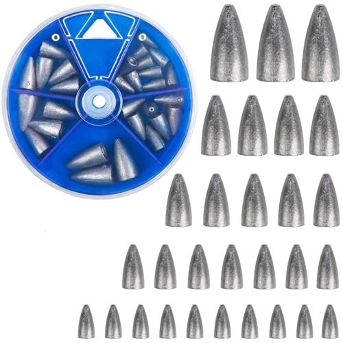 Fishing Weights Kit 29/83pcs Bullet Fishing Weights for Bass Fishing Texas Rigs Worm Weights Fishing Sinkers Freshwater Saltwater Fishing Tackle - style: 29pcs
