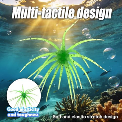 4Pcs Dice Bait, Floating TPR Swimbait with Reflective Stars,Tentacle Creature Lure, Sea Urchin Style Soft Plastic Baits, for Bass Fishing Drop Shot, Wacky Rig/Neko Rig and Finesse, Slow Sinking - color: Dark Green(L), size: 11cm/4.33inch