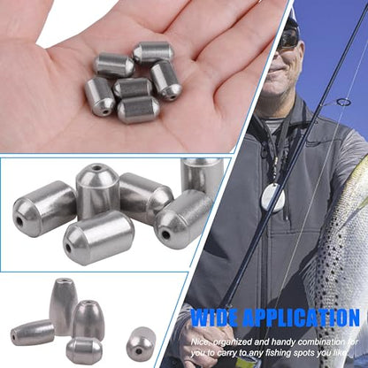 Egg Sinker Weights Assortment Kit, 45pcs Iron Sinker Weight Saltwater Casting Fishing Sinkers Set Catfishing Weights Fishing Line Bottom Rig Tackle