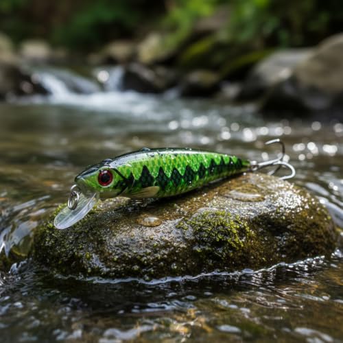 6 Pcs Vivid Minnow Lures, as Plugs Crankbait Pack and Jerkbaits for Trout Bass Walleye Salmon Redfish in Saltwater and Freshwater 28