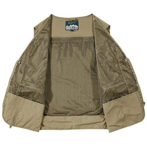 Men's & Youth Outdoor Fishing Vest,Khaki Work Safari Travel Photography Vests,Family Matching Hiking Waistcoat,2XL(US S)