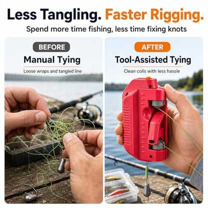 IBHOO Automatic Fishing Knot Tying Tool, 2026 Upgraded Easy Cast Knot Tying Tool, Portable Electric GT for PE Line and Leader Knots, for Saltwater Fishing Anglers - color: Blue+Black