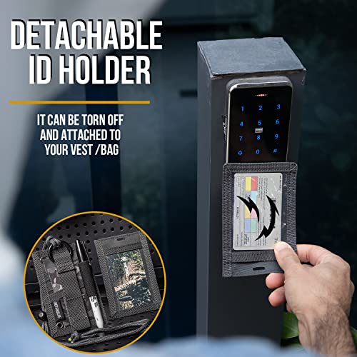 OneTigris Tactical ID Card Holder Hook & Loop Patch Badge Holder Neck Lanyard Key Ring and Credit Card Organizer (Shadow Gray-500D Codura) - color: Grey