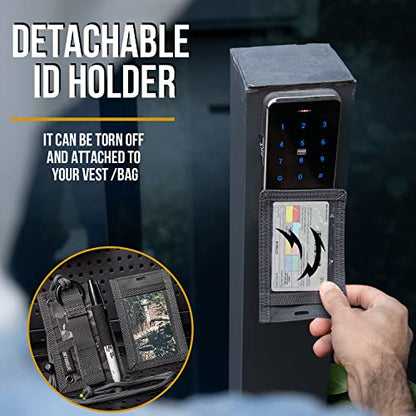 OneTigris Tactical ID Card Holder Hook & Loop Patch Badge Holder Neck Lanyard Key Ring and Credit Card Organizer (Shadow Gray-500D Codura) - color: Grey